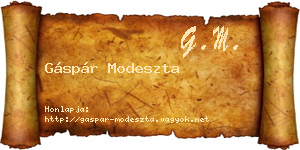 Gáspár Modeszta névjegykártya